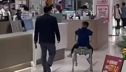 武汉“小孩哥”在商场骑机器狗，售价40万元，商家：这款是工业级标准，承重力强