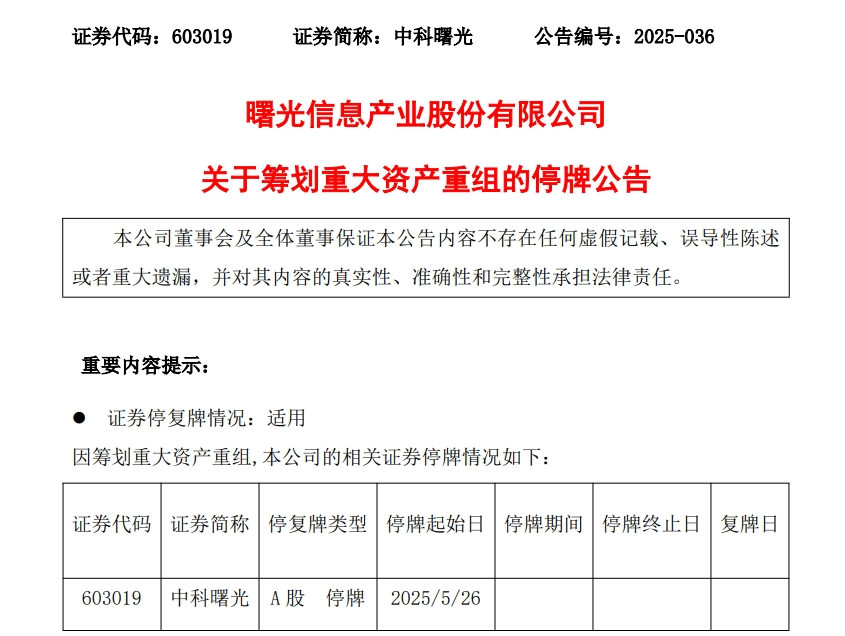 重磅!688041、603019,拟合并重组