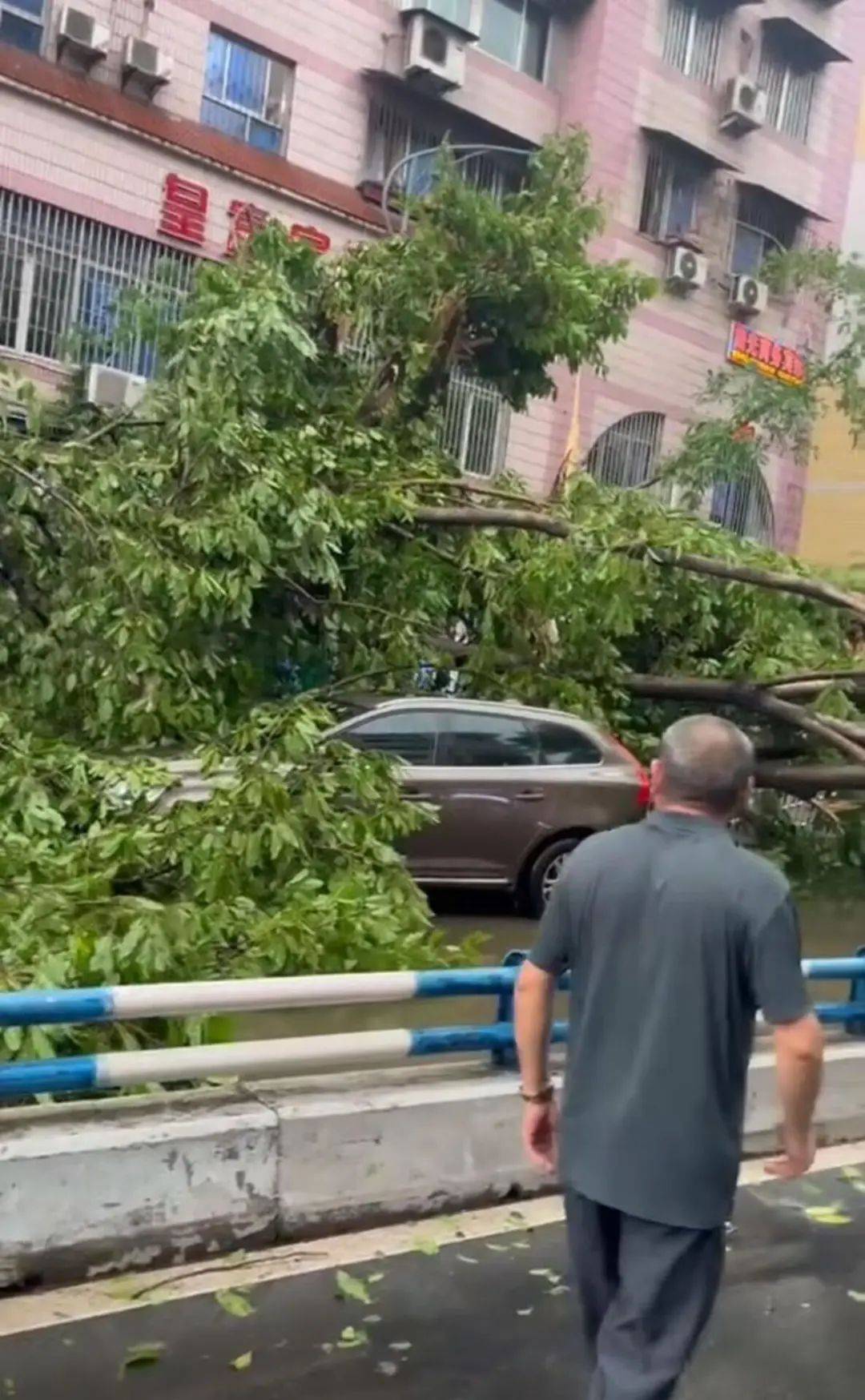 重庆突降暴雨，当地一条商业街涨水现迷你版“黄果树瀑布”